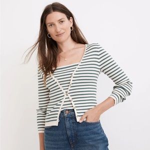 Madewell Carmon Crop Sweater and Dearing Square-Neck Crop Sweater Tank in Stripe